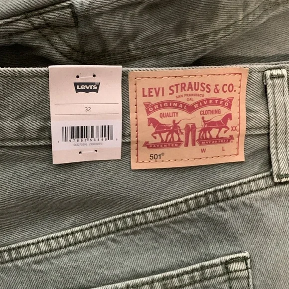 LEVIS 501 High Rise Jean Cut Off Shorts Olive Green NWT - Picture 8 of 11